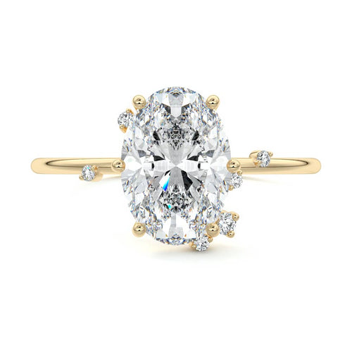 Cyra - Oval Yellow Gold Engagement Ring Detail View | Nura Lab