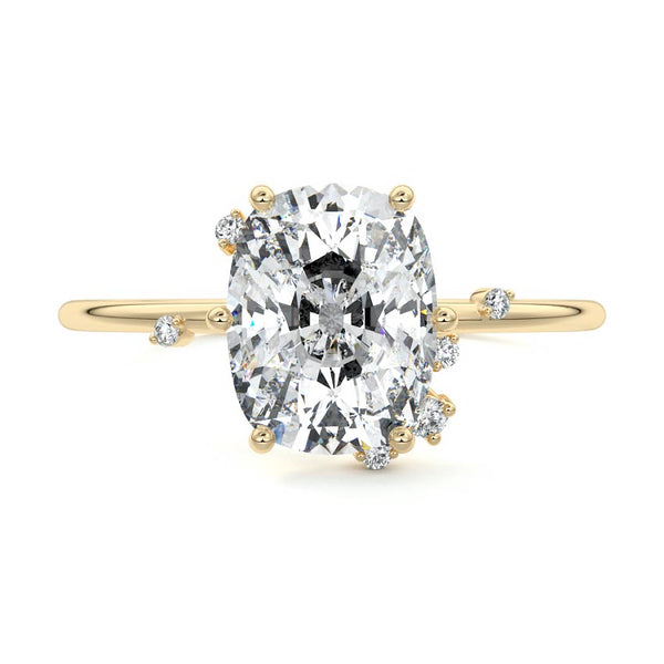 Cyra - Cushion Side Stone Lab Grown Diamond Engagement Ring