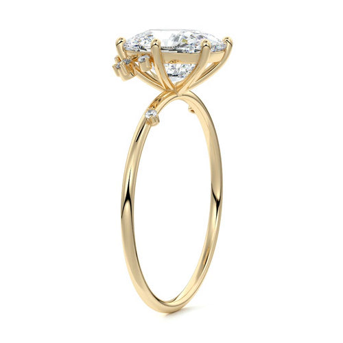 Cyra - Cushion Yellow Gold Engagement Ring Side View | Nura Lab