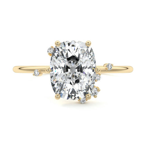 Cyra - Cushion Yellow Gold Engagement Ring Detail View | Nura Lab