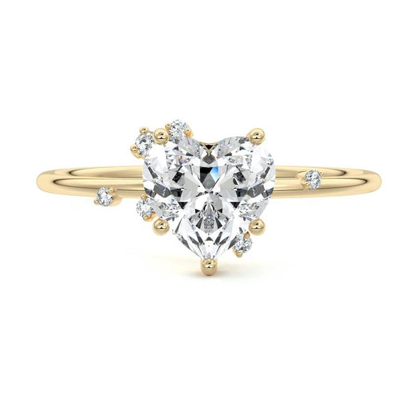 Cyra - Heart Side Stone Lab Grown Diamond Engagement Ring
