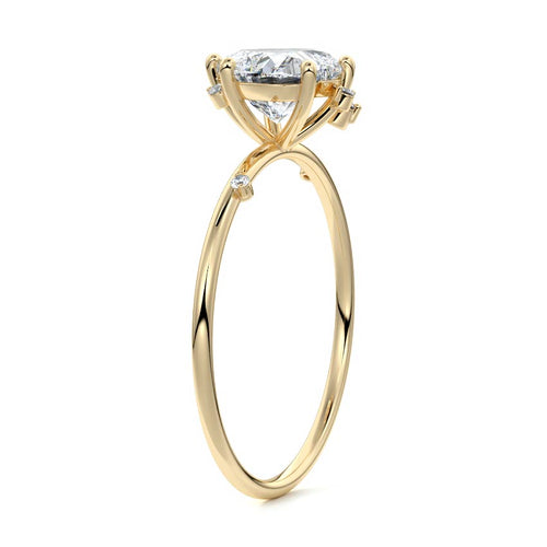 Cyra - Heart Yellow Gold Engagement Ring Side View | Nura Lab