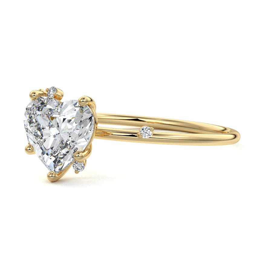 Cyra - Heart Yellow Gold Engagement Ring Profile View | Nura Lab