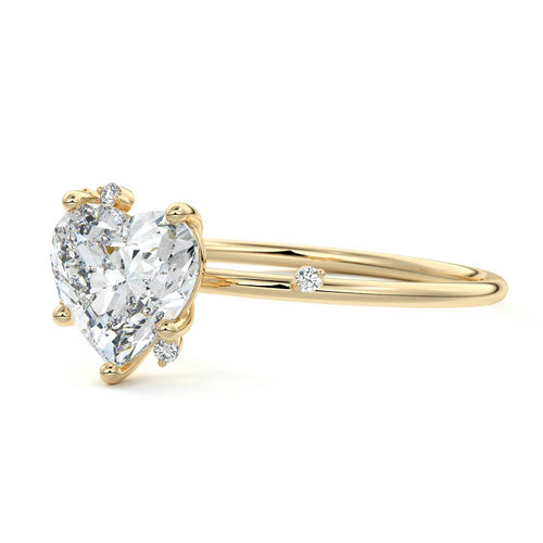 Cyra - Heart Yellow Gold Engagement Ring Profile View | Nura Lab