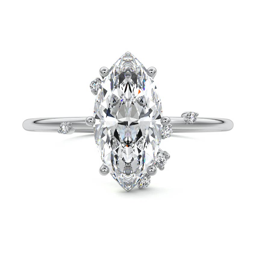 Cyra - Marquise White Gold Lab Grown Diamond Engagement Ring | Nura Lab