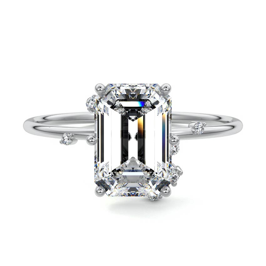 Cyra - Emerald Cut White Gold Lab Grown Diamond Engagement Ring | Nura Lab