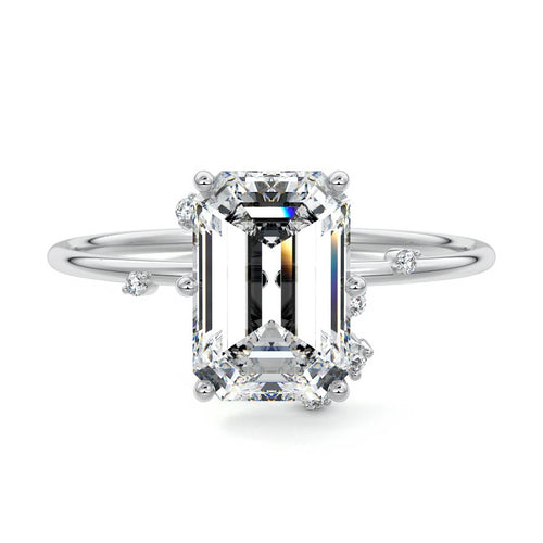 Cyra - Emerald Cut Platinum Lab Grown Diamond Engagement Ring | Nura Lab