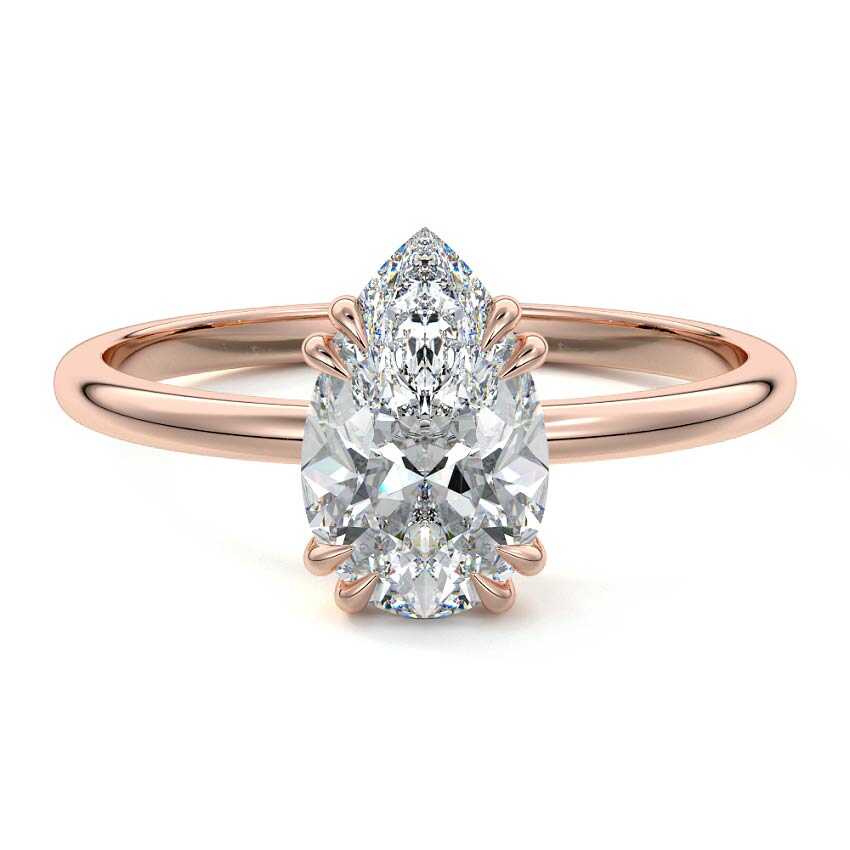 Davina - Pear Rose Gold Lab Grown Diamond Engagement Ring | Nura Lab