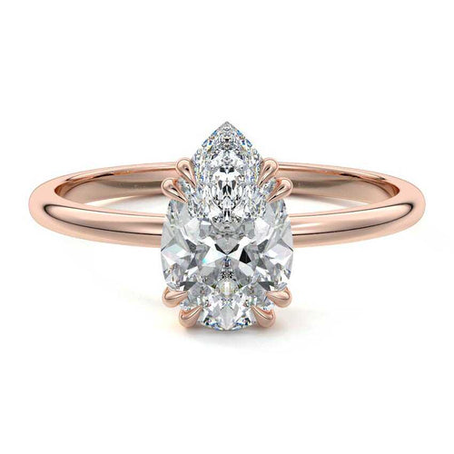 Davina - Pear Rose Gold Lab Grown Diamond Engagement Ring | Nura Lab