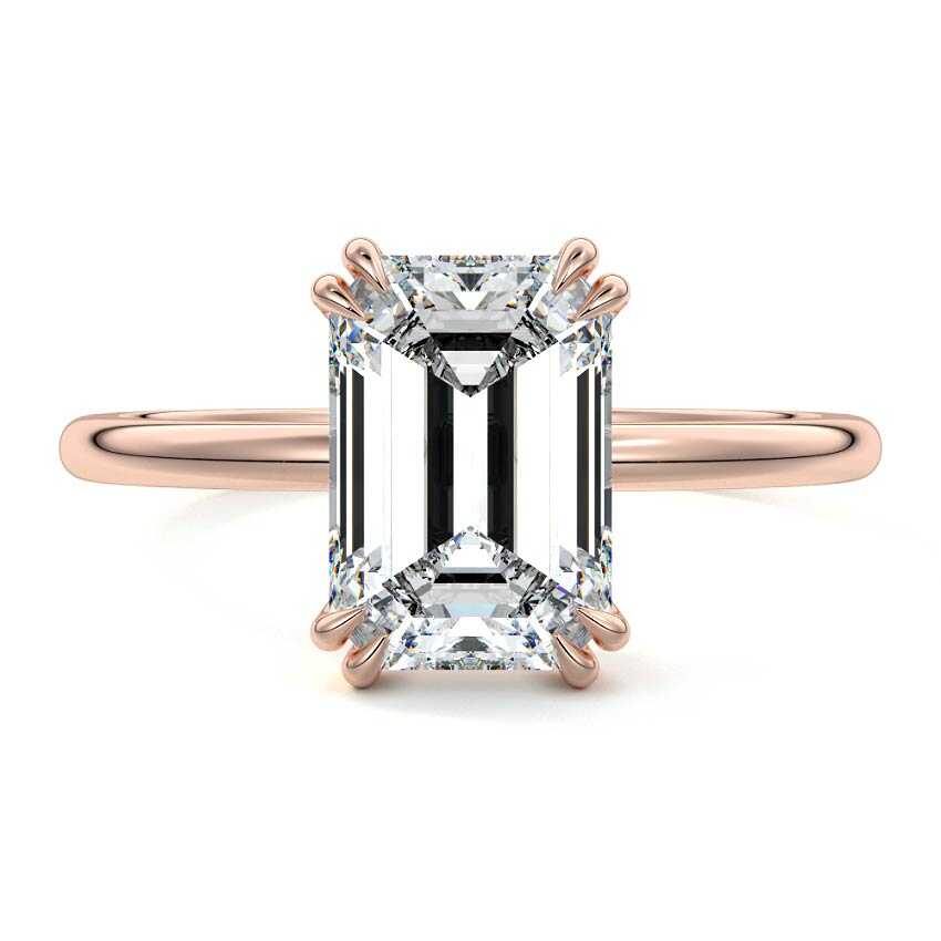 Davina - Emerald Cut Rose Gold Lab Grown Diamond Engagement Ring | Nura Lab
