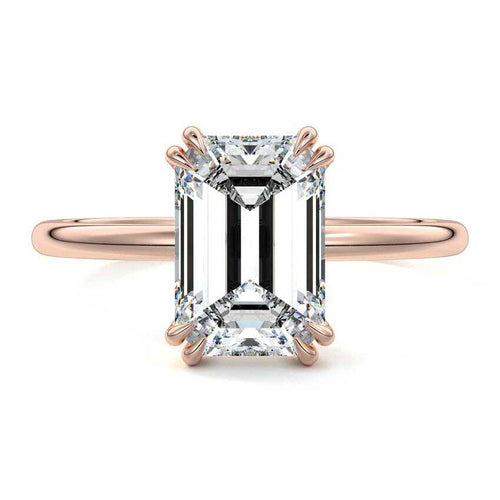 Davina - Emerald Cut Rose Gold Lab Grown Diamond Engagement Ring | Nura Lab