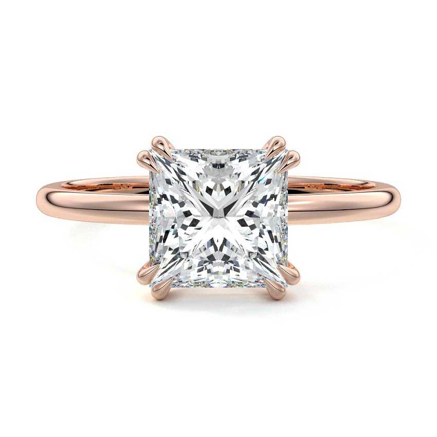 Davina - Princess Rose Gold Lab Grown Diamond Engagement Ring | Nura Lab