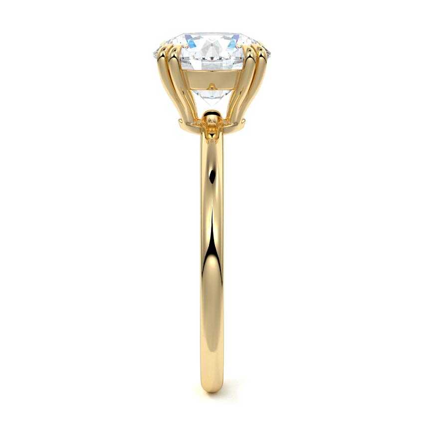 Davina - Round Yellow Gold Engagement Ring Profile View | Nura Lab