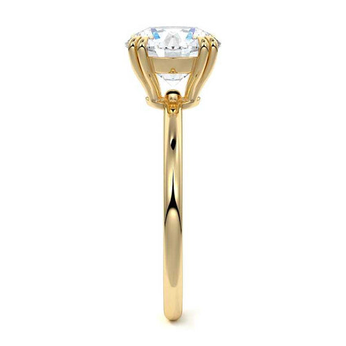 Davina - Round Yellow Gold Engagement Ring Profile View | Nura Lab