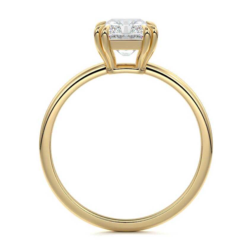 Davina - Radiant Yellow Gold Engagement Ring Side View | Nura Lab