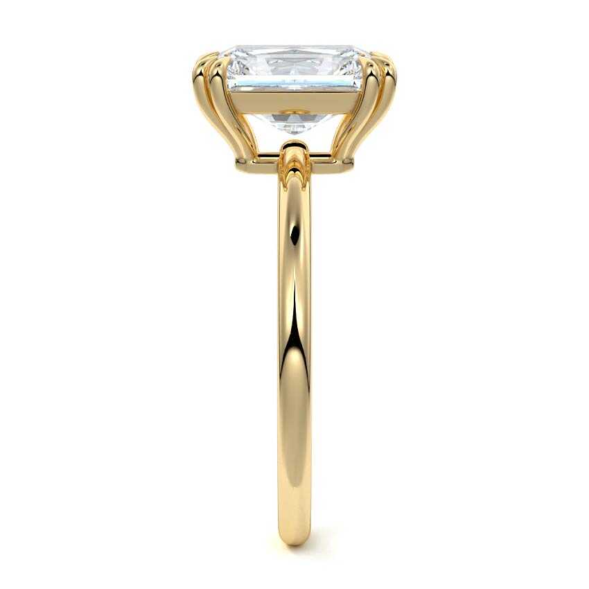 Davina - Radiant Yellow Gold Engagement Ring Profile View | Nura Lab