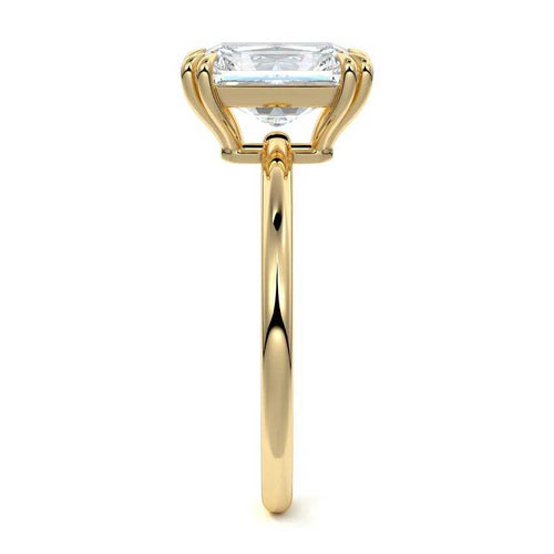 Davina - Radiant Yellow Gold Engagement Ring Profile View | Nura Lab
