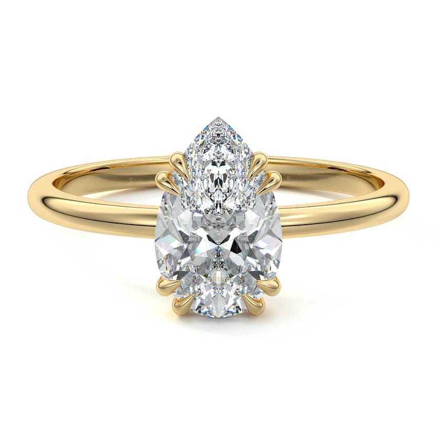 Davina - Pear Yellow Gold Lab Grown Diamond Engagement Ring | Nura Lab