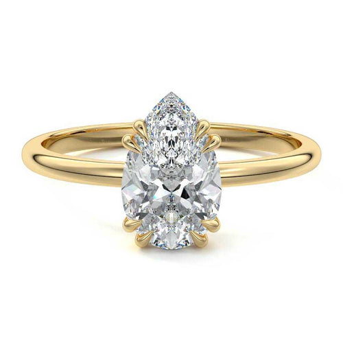 Davina - Pear Yellow Gold Lab Grown Diamond Engagement Ring | Nura Lab