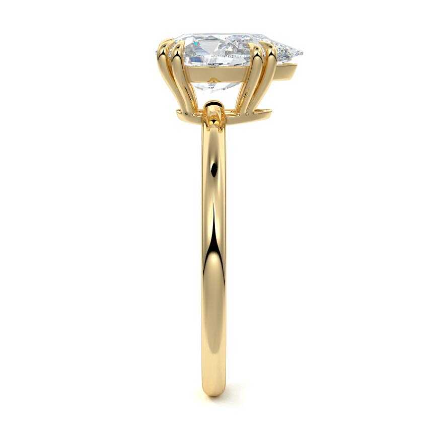Davina - Pear Yellow Gold Engagement Ring Profile View | Nura Lab