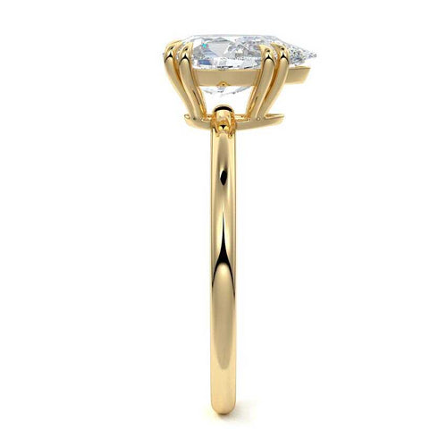 Davina - Pear Yellow Gold Engagement Ring Profile View | Nura Lab