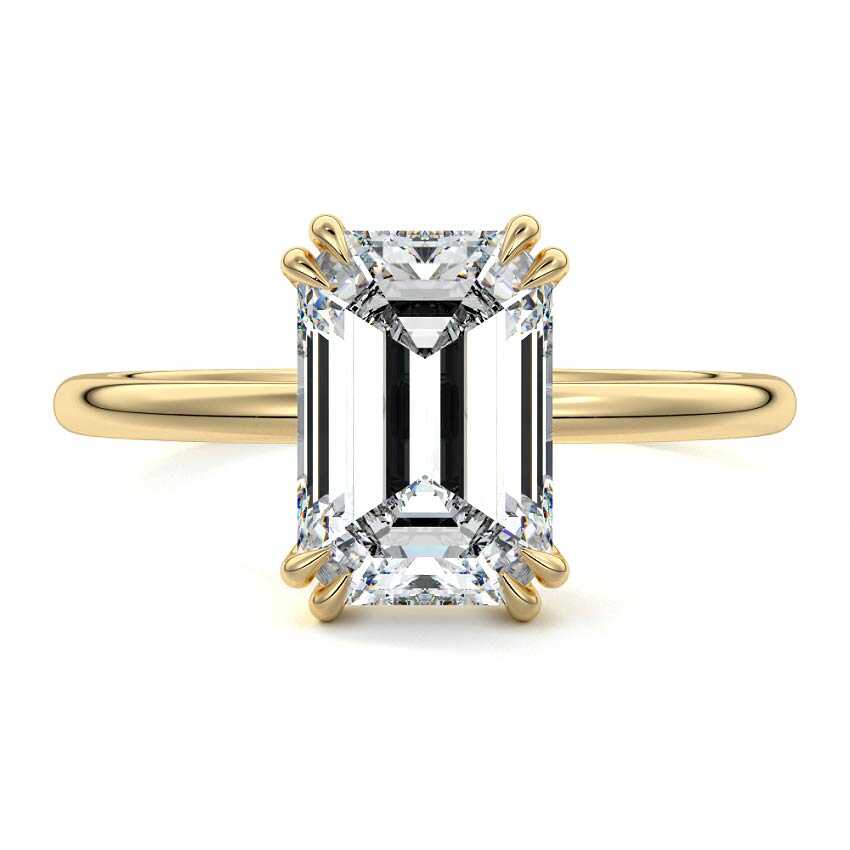 Davina - Emerald Cut Yellow Gold Lab Grown Diamond Engagement Ring | Nura Lab