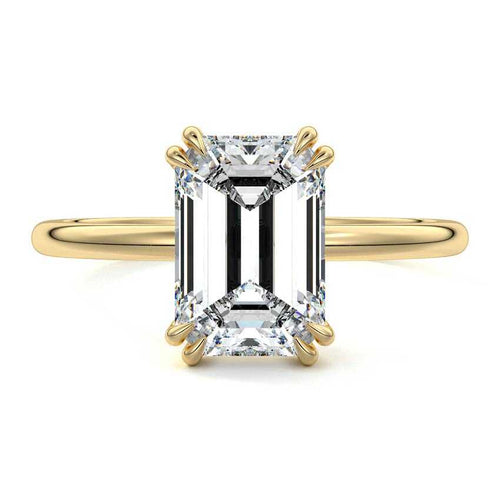 Davina - Emerald Cut Yellow Gold Lab Grown Diamond Engagement Ring | Nura Lab