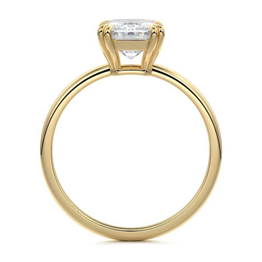 Davina - Emerald Cut Yellow Gold Engagement Ring Side View | Nura Lab