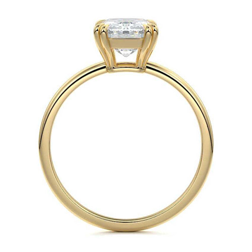 Davina - Emerald Cut Yellow Gold Engagement Ring Side View | Nura Lab