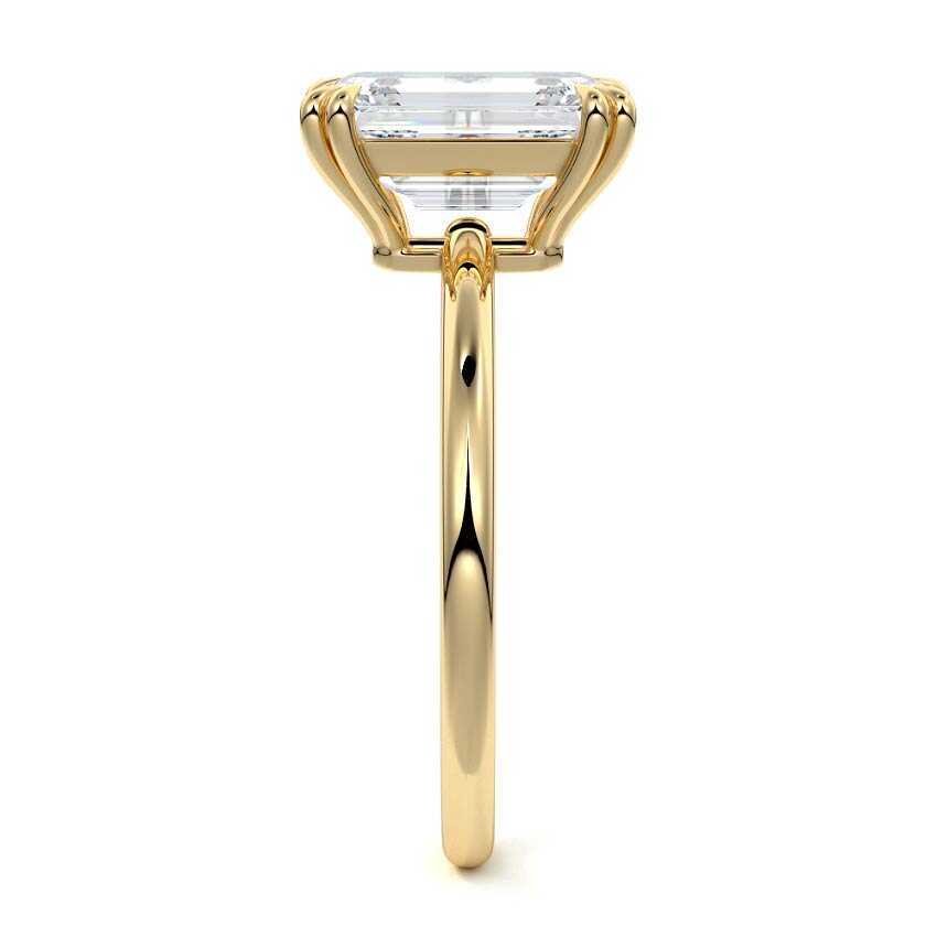 Davina - Emerald Cut Yellow Gold Engagement Ring Detail View | Nura Lab