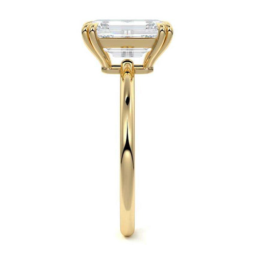 Davina - Emerald Cut Yellow Gold Engagement Ring Detail View | Nura Lab