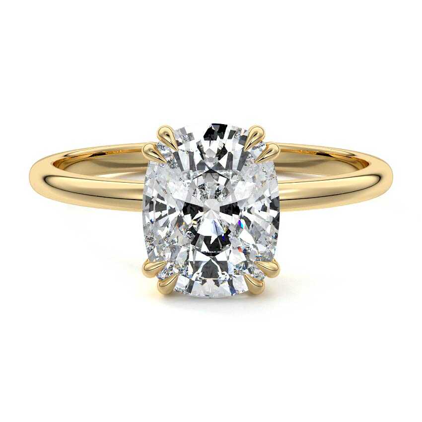 Davina - Cushion Yellow Gold Lab Grown Diamond Engagement Ring | Nura Lab
