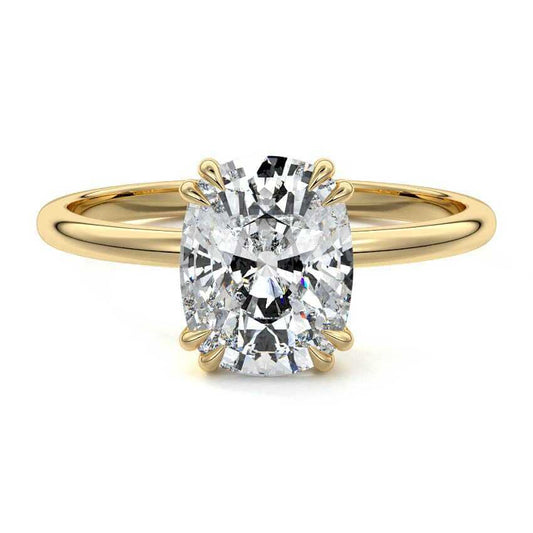 Davina cushion basket solitaire lab grown diamond engagement ring in yellow gold