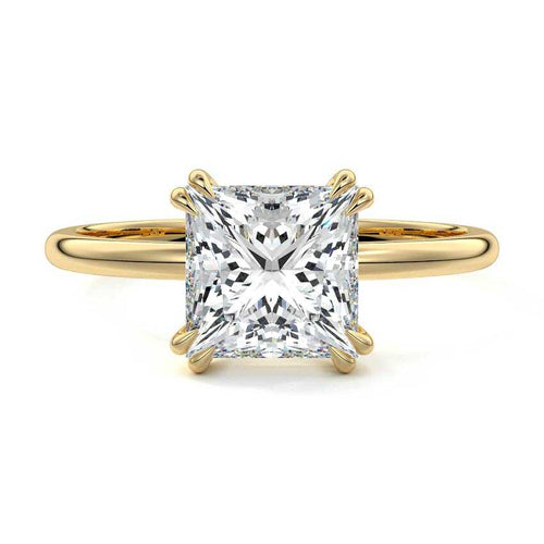 Davina princess basket solitaire lab grown diamond engagement ring in yellow gold