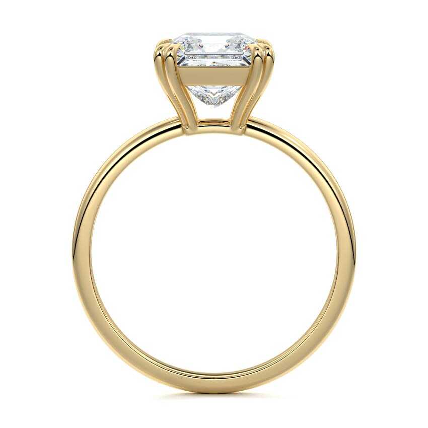 Davina - Princess Yellow Gold Engagement Ring Side View | Nura Lab