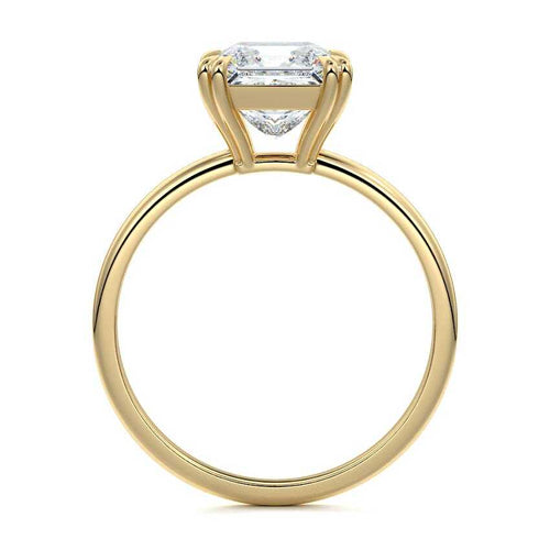 Davina - Princess Yellow Gold Engagement Ring Side View | Nura Lab