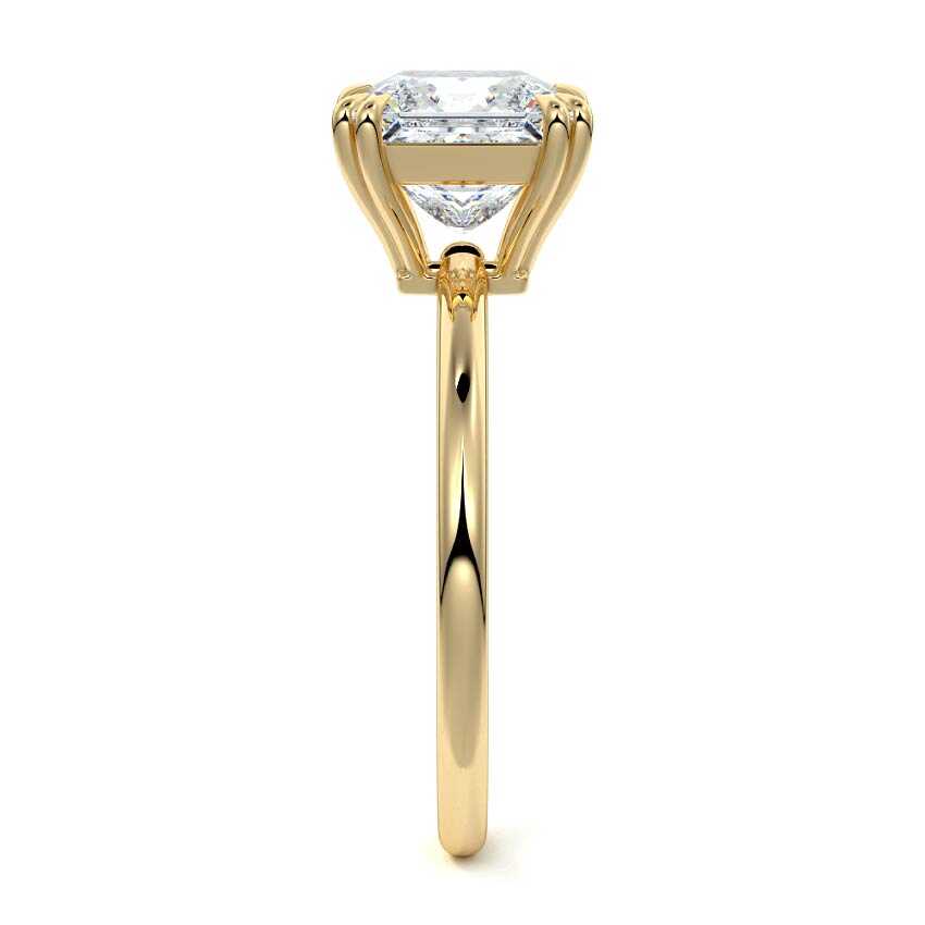 Davina - Princess Yellow Gold Engagement Ring Profile View | Nura Lab