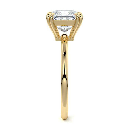 Davina - Princess Yellow Gold Engagement Ring Profile View | Nura Lab
