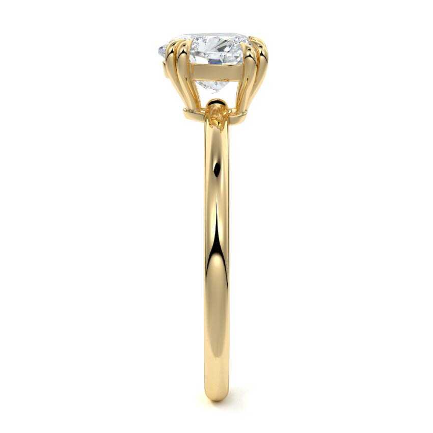 Davina - Heart Yellow Gold Engagement Ring Profile View | Nura Lab