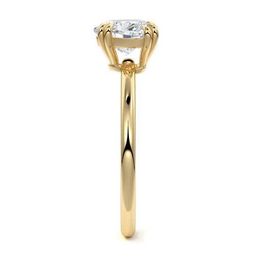 Davina - Heart Yellow Gold Engagement Ring Profile View | Nura Lab