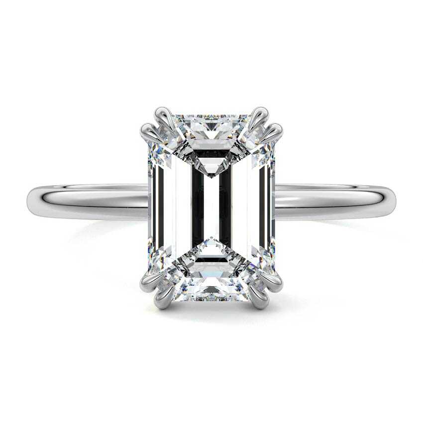 Davina - Emerald Cut White Gold Lab Grown Diamond Engagement Ring | Nura Lab