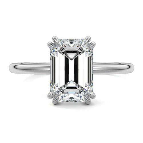 Davina - Emerald Cut White Gold Lab Grown Diamond Engagement Ring | Nura Lab