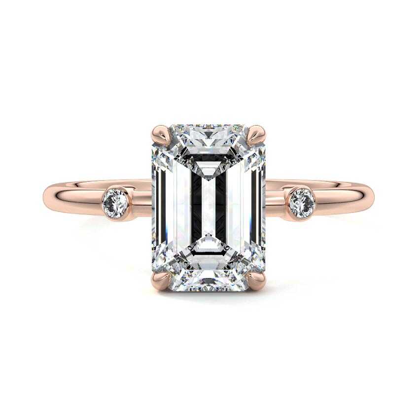Eira - Emerald Cut Rose Gold Lab Grown Diamond Engagement Ring | Nura Lab