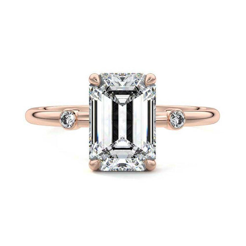 Eira - Emerald Cut Rose Gold Lab Grown Diamond Engagement Ring | Nura Lab
