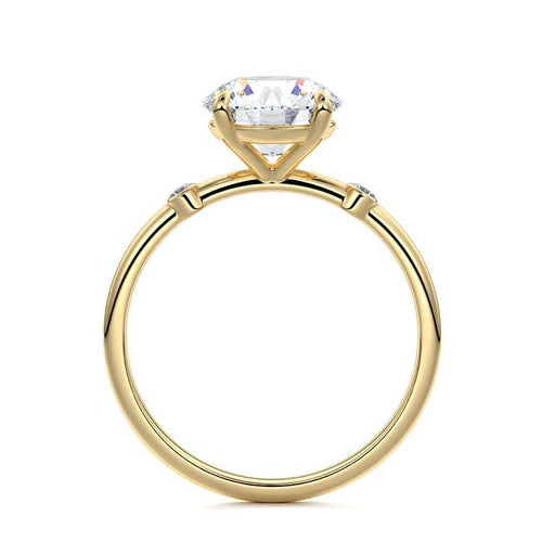 Eira round side stone lab grown diamond engagement ring in yellow gold