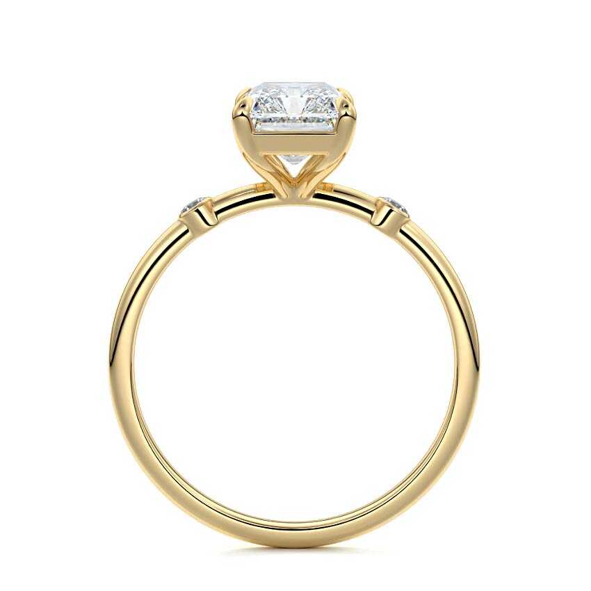 Eira - Radiant Yellow Gold Engagement Ring Side View | Nura Lab