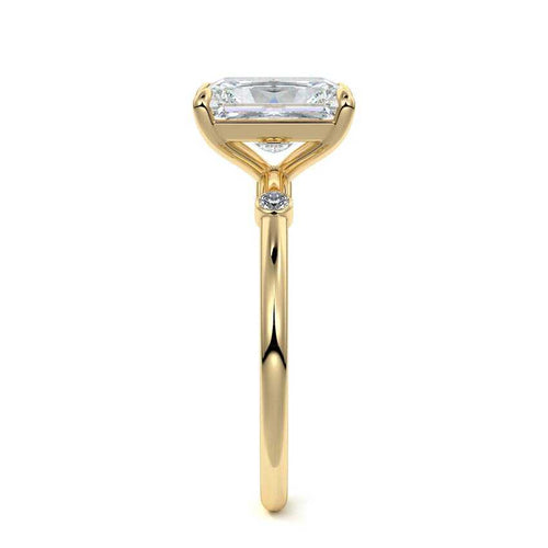 Eira - Radiant Yellow Gold Engagement Ring Profile View | Nura Lab