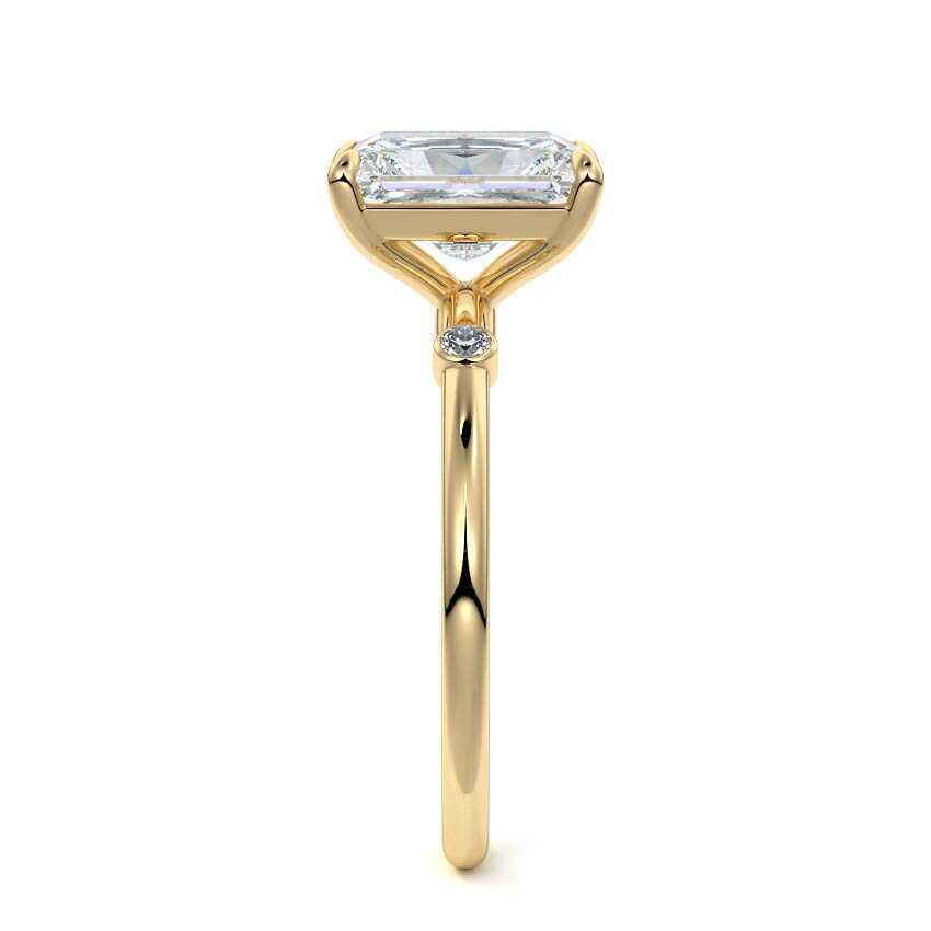 Eira radiant side stone lab grown diamond engagement ring in yellow gold