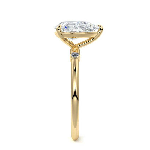 Eira - Pear Yellow Gold Engagement Ring Profile View | Nura Lab