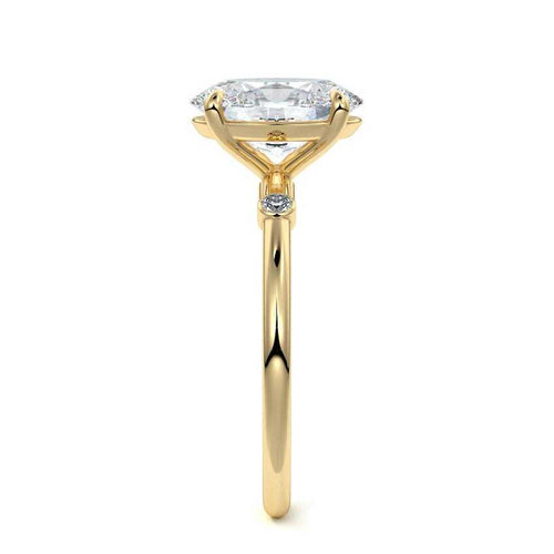 Eira - Oval Yellow Gold Engagement Ring Profile View | Nura Lab